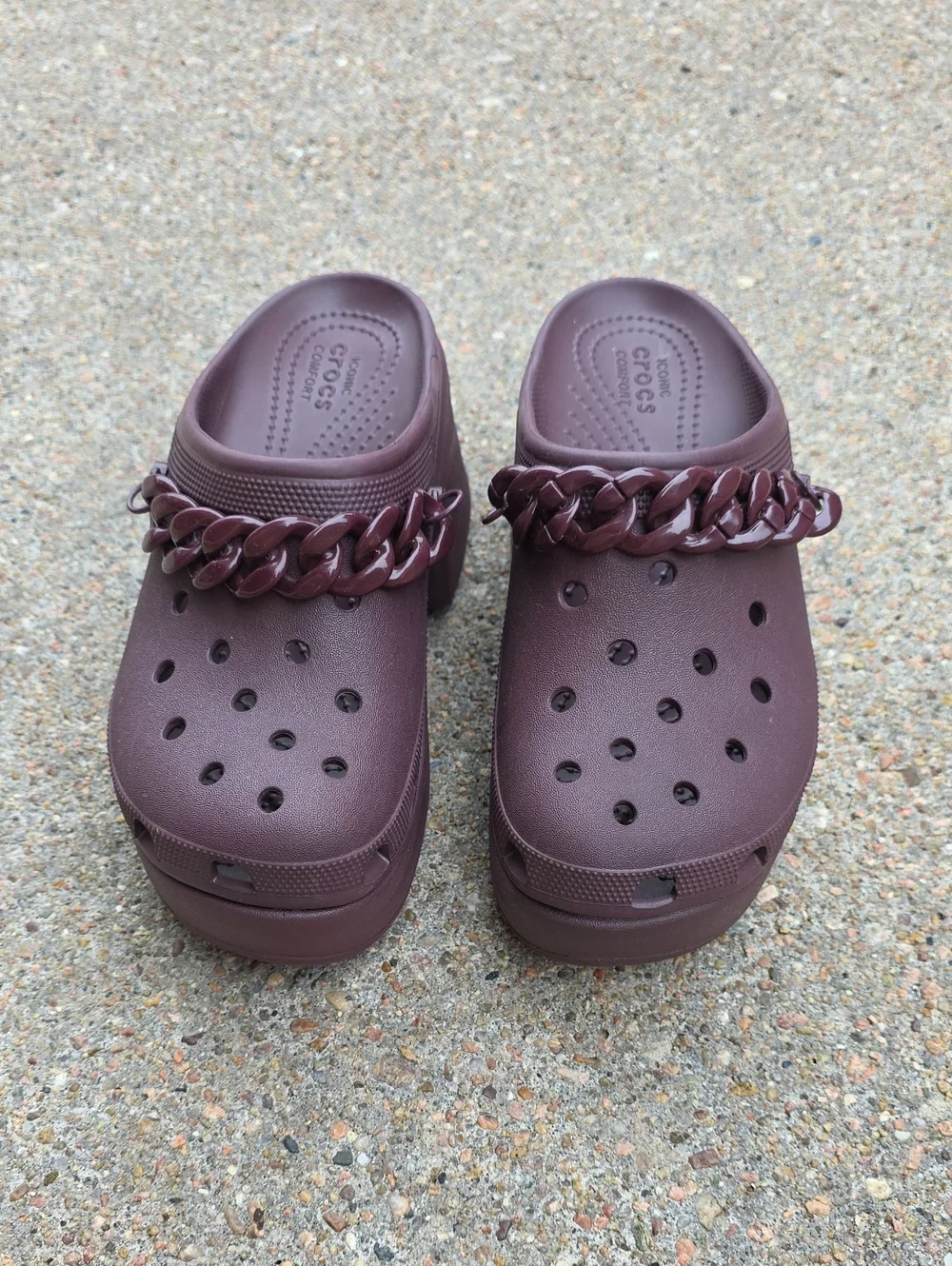 Crocs Siren Chain Platform Chunky Dark Cherry Clogs Size 8